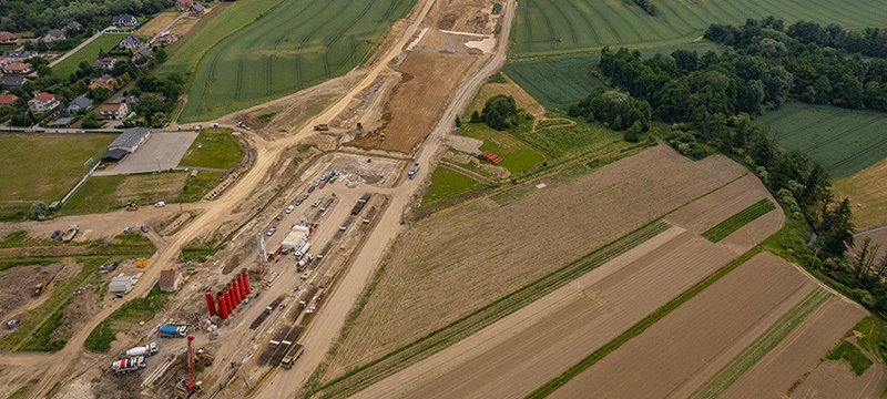 Północna obwodnica krakowa, wytwórnia mobilna cemex, beton cemex, S52